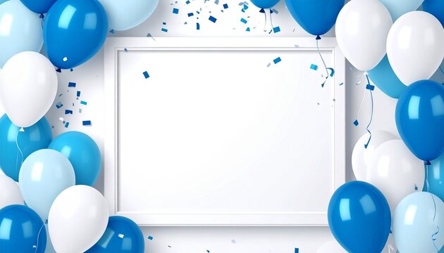 A festive arrangement featuring a white frame surrounded by a vibrant mix of blue and whiet