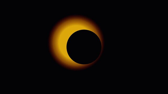 Total solar eclipse animation: glowing golden ring of fire in dark space 4k total eclipse moon