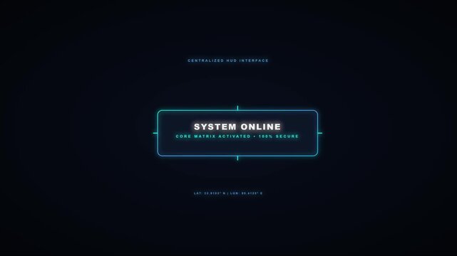 System online centralized hud interface core matrix activated overlay animation 4k