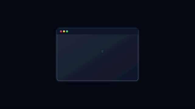 Minimalist browser window loading animation with pulsing cursor for web interface 4k