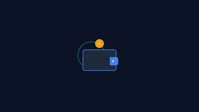Minimalist digital wallet animation for fintech and cryptocurrency apps 4k finance