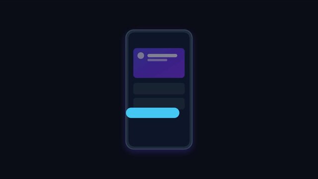 Minimalist mobile app interface animation with pulsing button and notification ui 4k