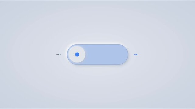 Minimalist ui toggle switch animation turning on and off for digital interface 4k