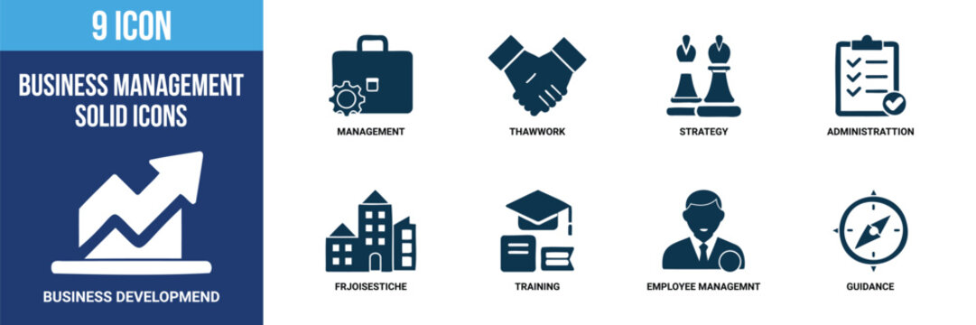 Corporate Business Management Outline Vector Icon Collection Set