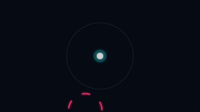 Neon circular loading animation with glowing pulsing orb and digital interface 4k circle