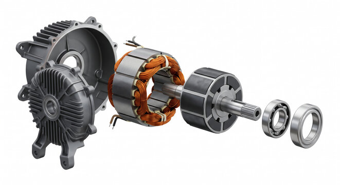 Detailed exploded view of an electric motor showing internal components