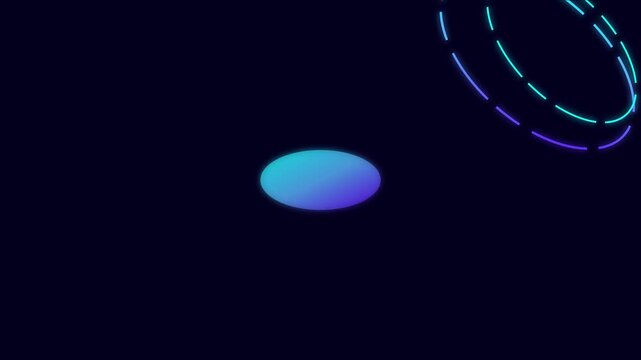 Neon gradient circle loading animation with pulsing dashed ring overlay 4k