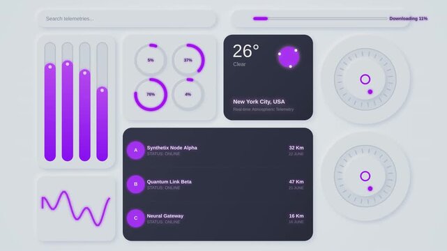 High-quality procedural motion graphic video loop of UI2. Featuring glowing neon graphics on dark backdrop. Perfect for futuristic overlays and video editing.