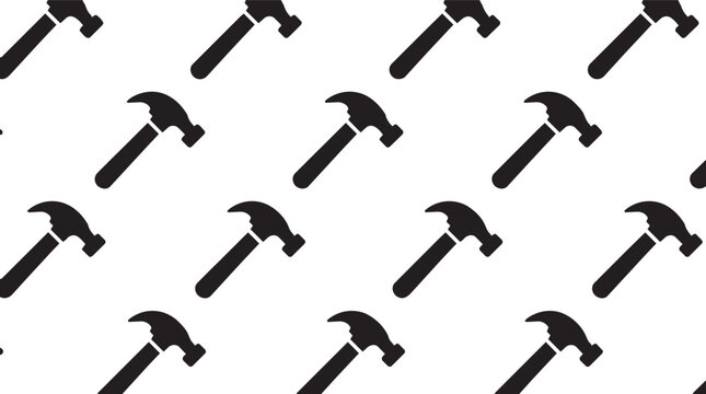 Hammer pattern background with repeating black silhouettes on white