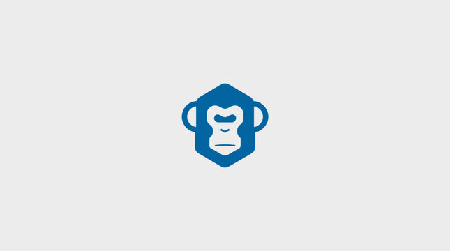 Blue minimalist monkey face logo icon.