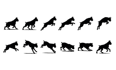 Fototapeta premium Collection of boxer dog silhouette graphics for various creative applications