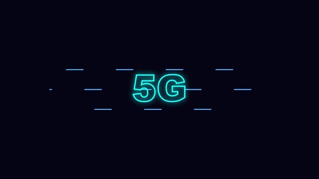 5 g network technology neon sign animation for digital connectivity and speed internet communication 4k