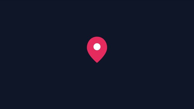 Animated map pin pulsing on dark animation 4k background, for location tracking, and navigation ui, location navigation