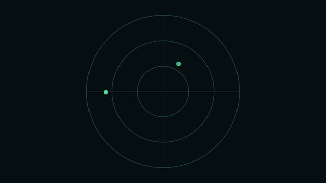 Digital radar screen interface with scanning motion and target tracking animation 4k technology