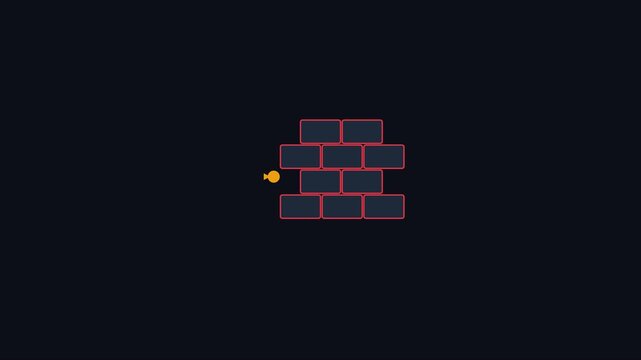 Minimalist ball bouncing against brick wall animation, retro arcade style game 4k bounce