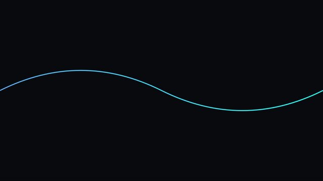 Minimalist blue sine wave animation on 4k black background, smooth glowing digital, wave motion glowing line