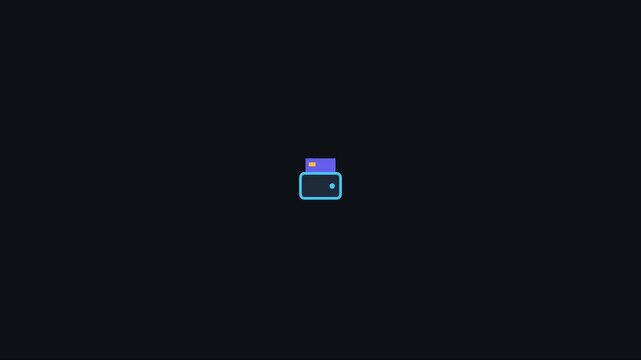Minimalist digital wallet animation with credit card insert for fintech and e-commerce apps 4k mobile payment
