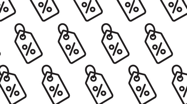 Percent symbol discount tags pattern black and white background
