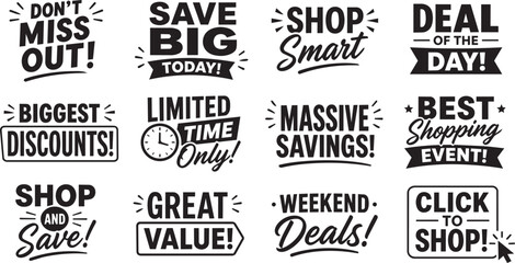 Obraz premium Sales Promotion Badges and Shopping Marketing Typography Set