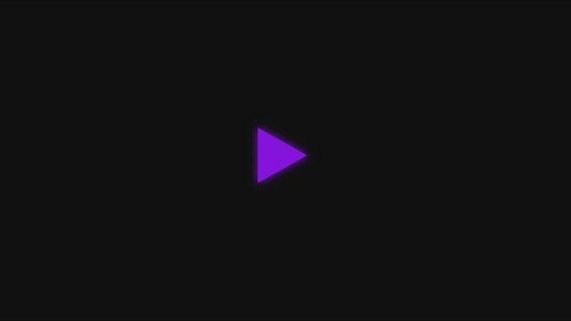 Minimalist purple play button pulsing on dark animation 4k background, for digital media, interface
