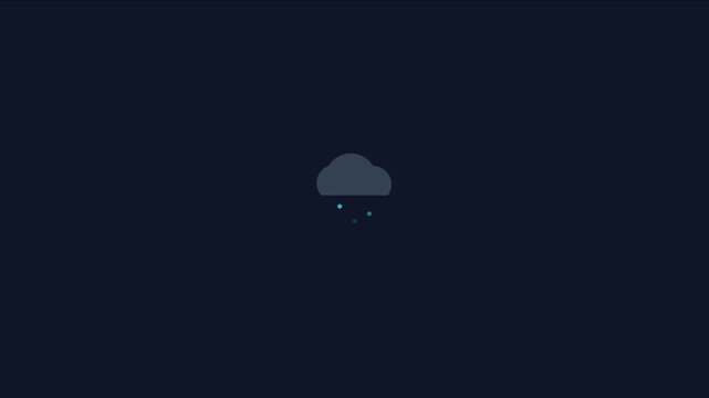 Minimalist rain cloud weather animation with falling raindrops for digital interface and app 4k