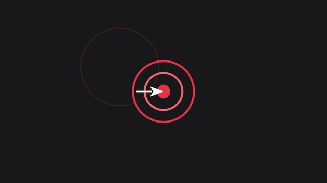 Minimalist target animation with arrow hitting bullseye for business strategy and success concepts 4k