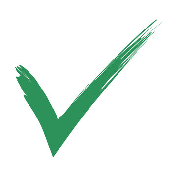 Hand Drawn Green Checkmark vector paint brush Illustration on White Background