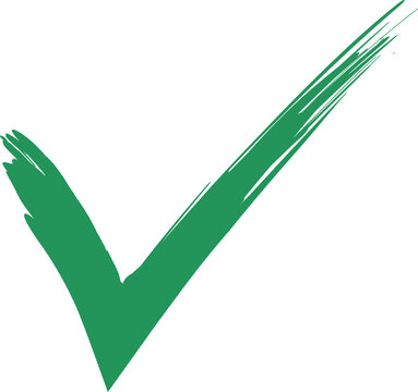 Hand Drawn Green Checkmark vector paint brush Illustration on White Background