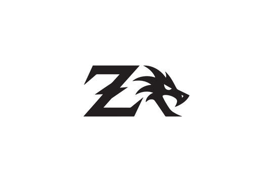 Modern za logo design with a fierce dragon head silhouette for brands