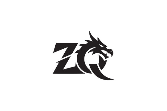 Modern zq logo design featuring a fierce dragon head and bold typography