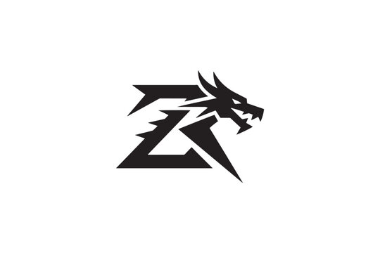 Modern zr logo design featuring a fierce dragon head emblem