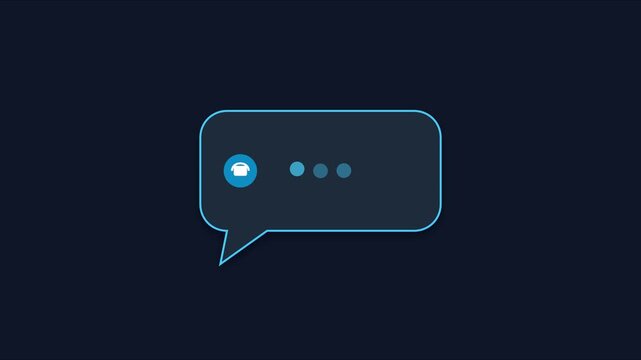 Animated chat bubble with typing indicator and phone for digital communication and messaging apps animation 4k