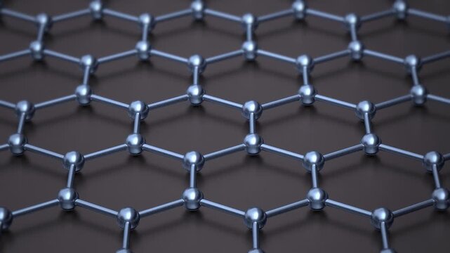 3d render of a graphene atomic structure, a single layer of carbon atoms arranged in a hexagonal honeycomb lattice, nanotechnology and material science concept