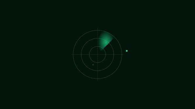 Digital radar screen scanning motion with glowing target point animation 4k sonar interface