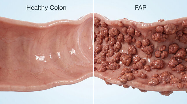 Healthy Colon Versus Familial Adenomatous Polyposis FAP Disease Comparison