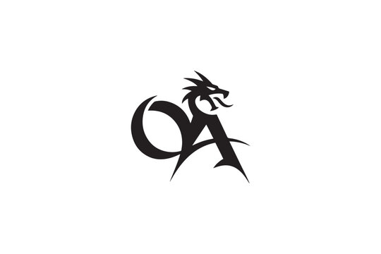 Monogram oa logo featuring a fierce dragon design for branding and identification