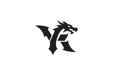 Fototapeta premium Mysterious dragon head integrated into bold font design for impactful branding