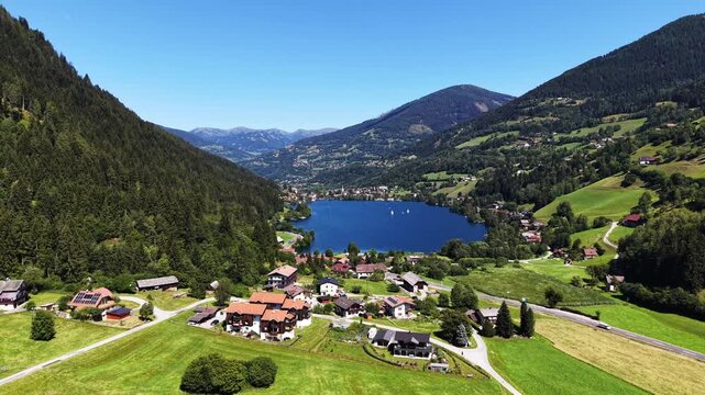Feldsee Lake Surrounded by Alpine Mountains in Carinthia, Austria