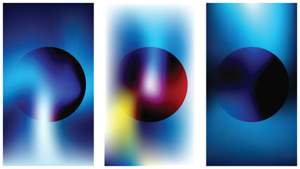 Set of Abstract Blue and Colorful Vector Backgrounds with Glowing Spheres Light Lines and Futuristic 3D Digital Technology Design Illustration © shehroz khan