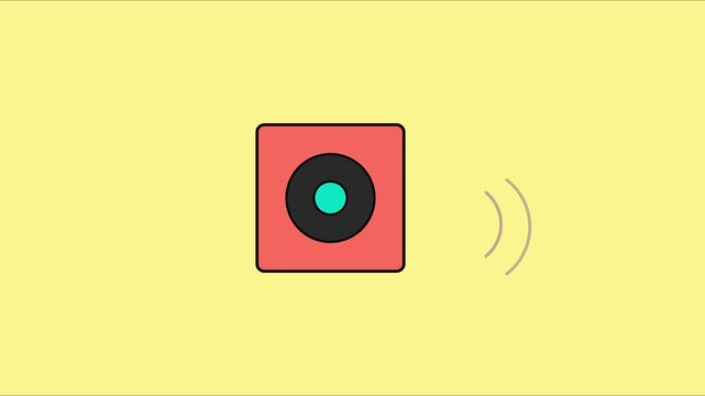 Minimalist speaker animation with pulsing sound waves for audio and music branding 4k