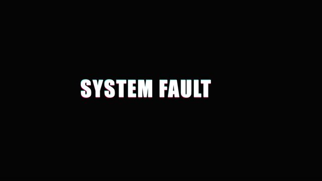 System fault digital warning text animation on 4k black background, for technology and, cyber security concepts
