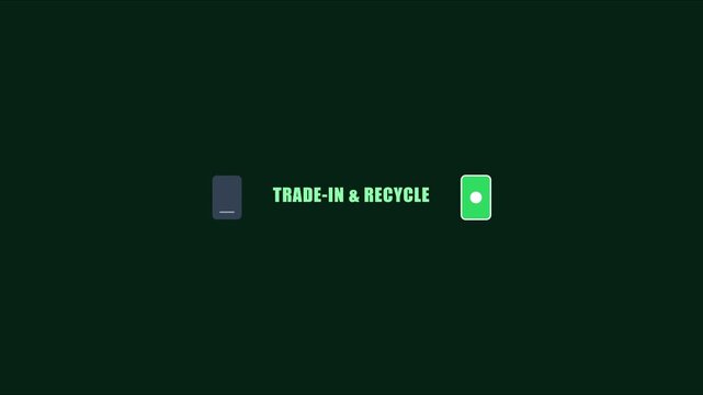 Trade-in and recycle concept sustainable electronics disposal and circular economy motion for corporate environmental animation 4k