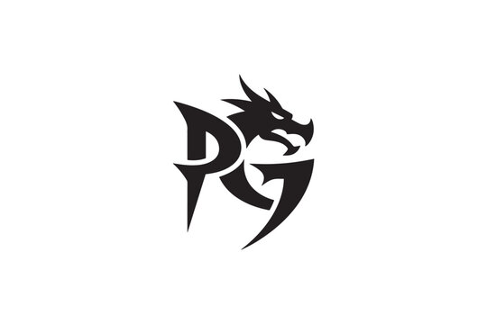 Pg logo design featuring a stylized dragon head and bold typography