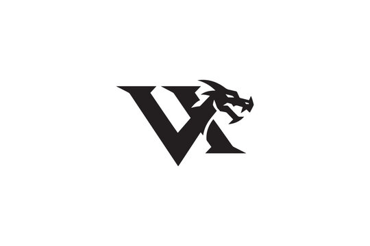 Modern vx logo design featuring a fierce dragon head integrated with bold letterforms
