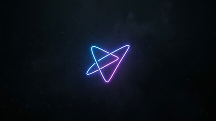 Naklejka premium Glowing blue abstract geometric shape on a dark background