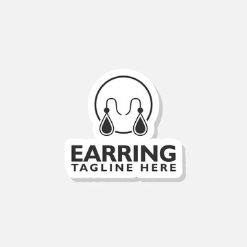 Earring logo sticker isolated on gray background