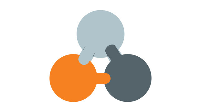 Three interconnected colorful circles forming a strategic diagram isolated on a simple clean white background