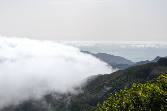 Sea of clouds over Anaga Mountains in Tenerife, Canary Islands, Spain