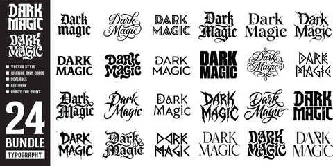 Dark magic typography bundle, mystical lettering collection, occult inspired text designs, fantasy phrase set, magical graphic elements, enchanted font styles. © Massivein2Passive