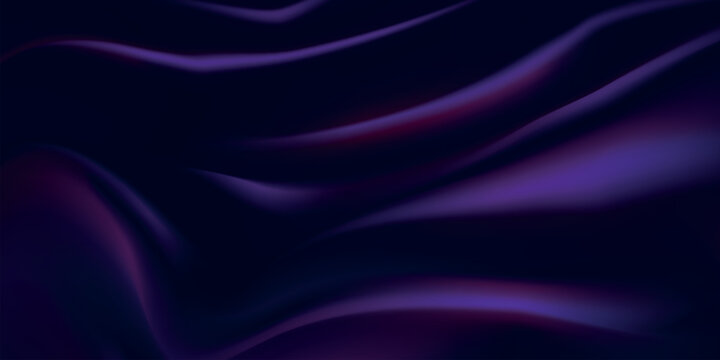 Purple silk texture. Realistic satin fabric, royal velvet luxury material premium 3d abstract wave elegant drape fold smooth ripple violet curtain cloth silky vector illustration